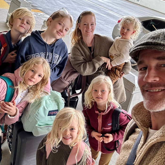 James Van Der Beek with his kids, sharing a difficult moment during his cancer journey outside in casual wear. James Van Der Beek with his kids, sharing a difficult moment during his cancer journey outside in casual wear.