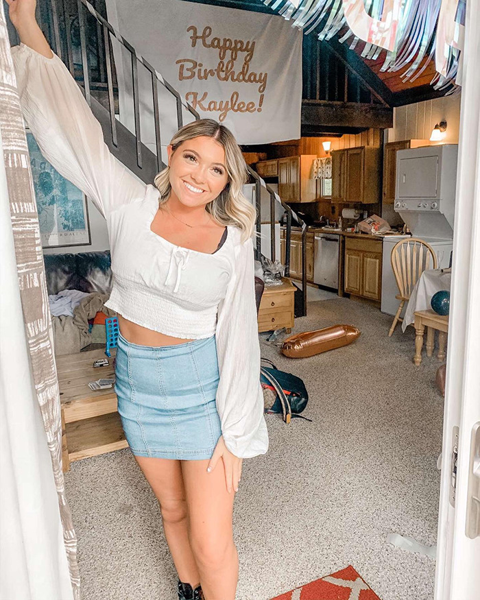 Young woman posing in casual clothes inside a home, related to Mother of Bryan Kohberger's victim and violent massacre topic. Young woman posing in casual clothes inside a home, related to Mother of Bryan Kohberger's victim and violent massacre topic.