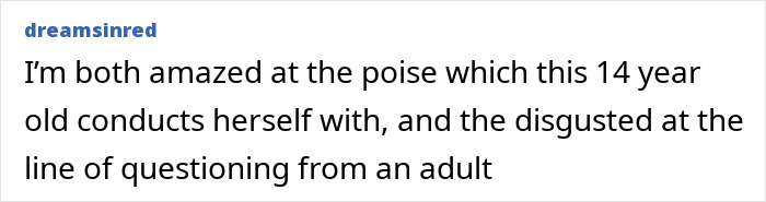 Comment expressing shock at reporters questioning Miley Cyrus about her intimate life at age 14. Comment expressing shock at reporters questioning Miley Cyrus about her intimate life at age 14.