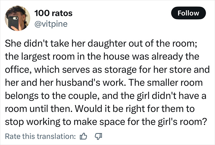 Tweet discussing a momfluencer making her 9-year-old autistic daughter sleep on the balcony to use the room as an office. Tweet discussing a momfluencer making her 9-year-old autistic daughter sleep on the balcony to use the room as an office.