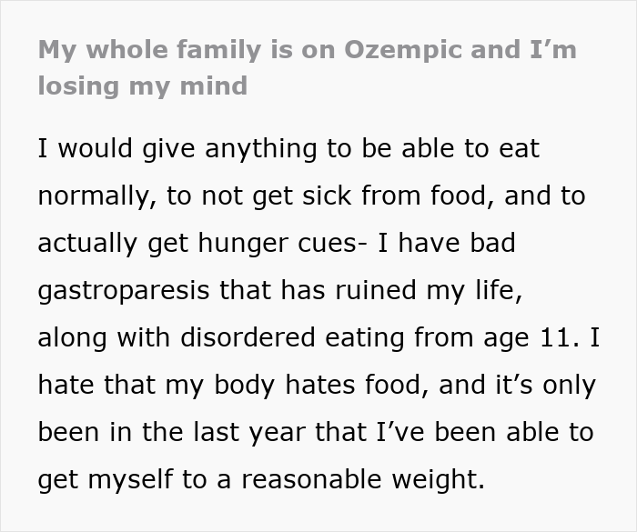 Person sharing how seeing loved ones taking Ozempic impacts mental health and causes them to feel like losing their mind. Person sharing how seeing loved ones taking Ozempic impacts mental health and causes them to feel like losing their mind.
