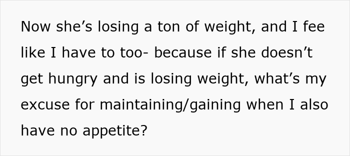 Alt text: Person describing the impact of seeing loved ones taking Ozempic on their own weight and appetite. Alt text: Person describing the impact of seeing loved ones taking Ozempic on their own weight and appetite.