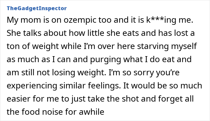 Text post from TheGadgetInspector expressing distress over a loved one taking Ozempic and its emotional impact. Text post from TheGadgetInspector expressing distress over a loved one taking Ozempic and its emotional impact.