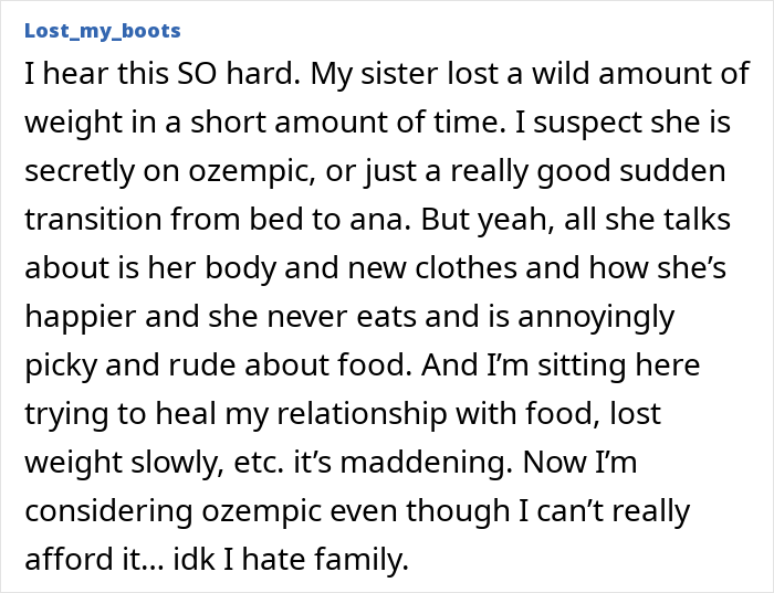 User sharing impact of seeing a loved one’s weight loss and behavior changes possibly due to Ozempic use. User sharing impact of seeing a loved one’s weight loss and behavior changes possibly due to Ozempic use.
