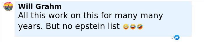 Screenshot of a Facebook comment by Will Graham mentioning no Epstein list in discussion on DB Cooper FBI dead ends. Screenshot of a Facebook comment by Will Graham mentioning no Epstein list in discussion on DB Cooper FBI dead ends.