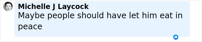 Screenshot of a social media comment by Michelle J Laycock reacting to Robert Irwin dining and dashing incident. Screenshot of a social media comment by Michelle J Laycock reacting to Robert Irwin dining and dashing incident.