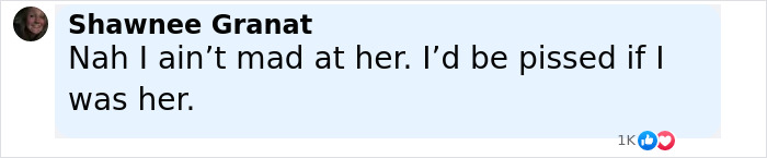 Comment from Shawnee Granat saying she wouldn’t be mad at the Florida woman attacking driver who ran over chicken. Comment from Shawnee Granat saying she wouldn’t be mad at the Florida woman attacking driver who ran over chicken.