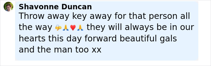 Comment from Shavonne Duncan expressing heartfelt condolences about Bryan Kohberger's victim and the violent massacre. Comment from Shavonne Duncan expressing heartfelt condolences about Bryan Kohberger's victim and the violent massacre.