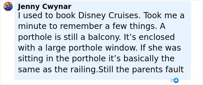 Screenshot of a social media comment discussing details about a cruise ship and addressing viral rumor about a dad saving daughter. Screenshot of a social media comment discussing details about a cruise ship and addressing viral rumor about a dad saving daughter.