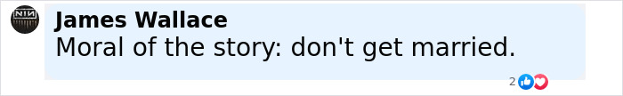 Comment from James Wallace saying moral of the story is don't get married, reflecting on marriage message after Isla Fisher's divorce. Comment from James Wallace saying moral of the story is don't get married, reflecting on marriage message after Isla Fisher's divorce.
