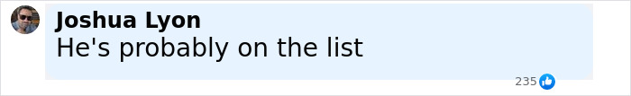 Screenshot of a social media comment saying he's probably on the list related to Stephen King's Epstein list tweet. Screenshot of a social media comment saying he's probably on the list related to Stephen King's Epstein list tweet.