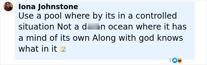 Comment by Iona Johnstone advising to use a controlled pool instead of the ocean for a fear-facing lesson with a child. Comment by Iona Johnstone advising to use a controlled pool instead of the ocean for a fear-facing lesson with a child.