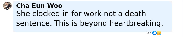 Comment expressing heartbreak over a 7-Eleven employee passing away after manager’s harmful action. Comment expressing heartbreak over a 7-Eleven employee passing away after manager’s harmful action.