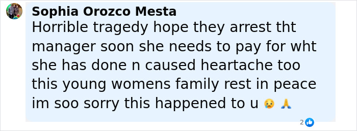 Comment expressing sorrow over 7-Eleven employee passing after manager sat on her, calling for justice. Comment expressing sorrow over 7-Eleven employee passing after manager sat on her, calling for justice.