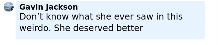 Comment by Gavin Jackson expressing an opinion about Isla Fisher's marriage and divorce situation. Comment by Gavin Jackson expressing an opinion about Isla Fisher's marriage and divorce situation.