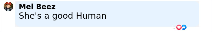 Comment reading "She's a good Human" with a profile picture of a person wearing a red cap and black shirt in an online discussion. Comment reading "She's a good Human" with a profile picture of a person wearing a red cap and black shirt in an online discussion.