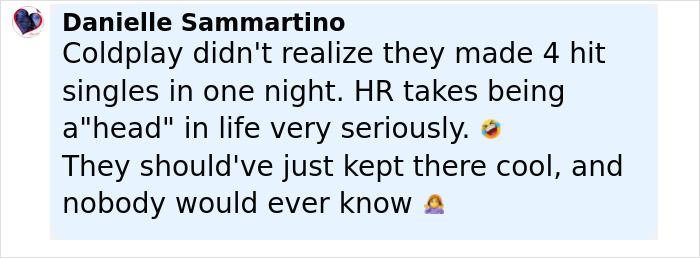 Screenshot of a social media comment about Coldplay and an HR executive linked to Boston’s wealthy families. Screenshot of a social media comment about Coldplay and an HR executive linked to Boston’s wealthy families.