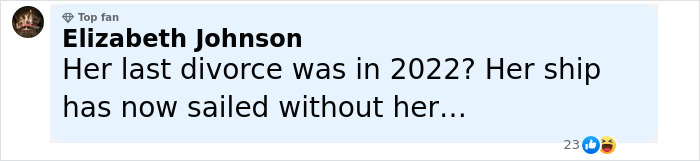 Comment from Elizabeth Johnson about her last divorce in 2022 related to Coldplay cheating scandal HR executive news. Comment from Elizabeth Johnson about her last divorce in 2022 related to Coldplay cheating scandal HR executive news.