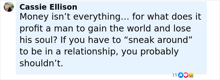 Comment by Cassie Ellison discussing relationships and trust, related to Coldplay cheating scandal and Boston rich families. Comment by Cassie Ellison discussing relationships and trust, related to Coldplay cheating scandal and Boston rich families.