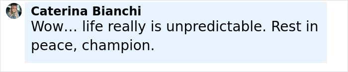 Comment by Caterina Bianchi reflecting on the unpredictable life and honoring Olympic medalist skier who lost his life after lightning strike. Comment by Caterina Bianchi reflecting on the unpredictable life and honoring Olympic medalist skier who lost his life after lightning strike.