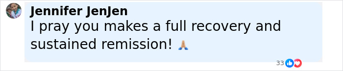Comment expressing hope for full recovery and sustained remission during James Van Der Beek cancer journey with kids. Comment expressing hope for full recovery and sustained remission during James Van Der Beek cancer journey with kids.