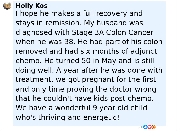 Comment from Holly Kos sharing hope for cancer recovery and mentioning challenges with kids during cancer journey. Comment from Holly Kos sharing hope for cancer recovery and mentioning challenges with kids during cancer journey.