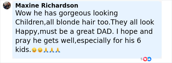 Comment text expressing support for James Van Der Beek during difficult cancer journey with his kids. Comment text expressing support for James Van Der Beek during difficult cancer journey with his kids.