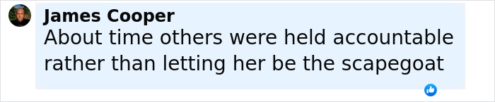Comment by James Cooper expressing relief that others are held accountable instead of the nurse in the case involving foul play suspicions. Comment by James Cooper expressing relief that others are held accountable instead of the nurse in the case involving foul play suspicions.