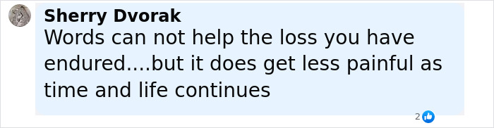 Comment expressing sympathy for loss and reflecting on the pain lessening over time after a young flood victim tragedy. Comment expressing sympathy for loss and reflecting on the pain lessening over time after a young flood victim tragedy.