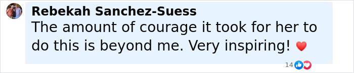 Comment praising a woman’s courage and inspiration related to her ostomy bag journey. Comment praising a woman’s courage and inspiration related to her ostomy bag journey.