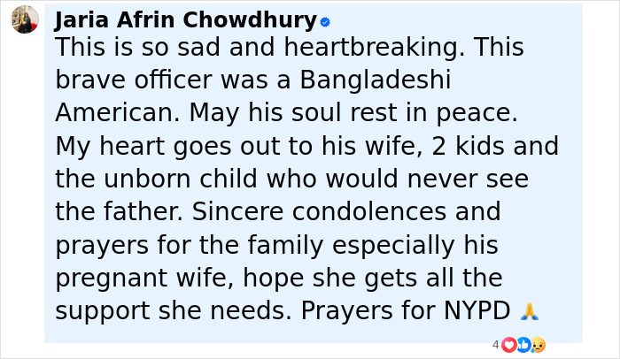 Social media tribute to NYPD cop fatally shot protecting others, leaving behind wife, two kids, and unborn third child. Social media tribute to NYPD cop fatally shot protecting others, leaving behind wife, two kids, and unborn third child.