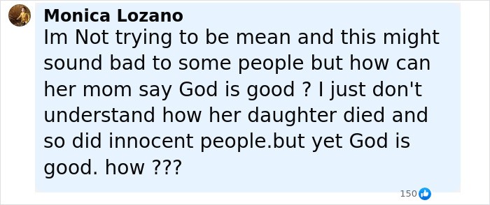 Comment expressing confusion over faith after a young flood victim's final message revealed fear and loss. Comment expressing confusion over faith after a young flood victim's final message revealed fear and loss.