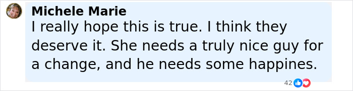 Comment from Michele Marie expressing hope that Pamela Anderson dating Liam Neeson brings happiness to both. Comment from Michele Marie expressing hope that Pamela Anderson dating Liam Neeson brings happiness to both.