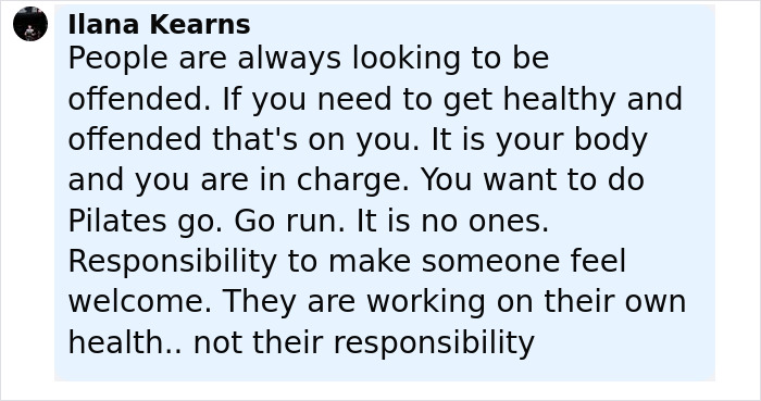 Comment from Ilana Kearns defending Pilates and personal responsibility amid Gen Z influencer backlash on Pilates and patriarchy. Comment from Ilana Kearns defending Pilates and personal responsibility amid Gen Z influencer backlash on Pilates and patriarchy.