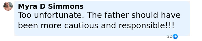 Comment from Myra D Simmons criticizing the father’s responsibility after girl’s horrifying fall from Disney cruise ship. Comment from Myra D Simmons criticizing the father’s responsibility after girl’s horrifying fall from Disney cruise ship.