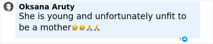 Comment on social media stating she is young and unfit to be a mother, related to baby lost in car and tougher charges.