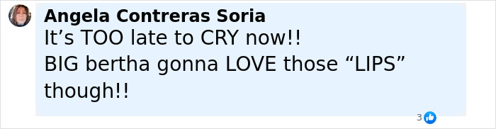 Social media comment reacting to mom sobbing in court after baby lost his life in car during lip filler appointment.