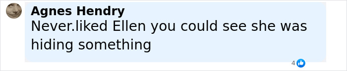 Comment by Agnes Hendry expressing distrust toward Ellen, fueling Céline Dion fans’ frustration over a rude Ellen DeGeneres interview. Comment by Agnes Hendry expressing distrust toward Ellen, fueling Céline Dion fans’ frustration over a rude Ellen DeGeneres interview.