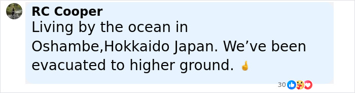Comment about evacuation to higher ground in Japan following first tsunami waves after mega earthquake warnings. Comment about evacuation to higher ground in Japan following first tsunami waves after mega earthquake warnings.