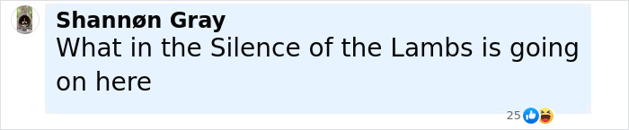 Comment by Shannon Gray reacting with confusion to a horrifying teddy bear covered in apparent human remains found outside a convenience store. Comment by Shannon Gray reacting with confusion to a horrifying teddy bear covered in apparent human remains found outside a convenience store.