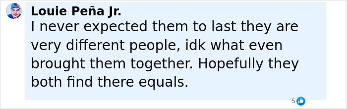 Comment from Louie Peña Jr. expressing surprise about Katy Perry and Orlando Bloom breakup after six years of engagement. Comment from Louie Peña Jr. expressing surprise about Katy Perry and Orlando Bloom breakup after six years of engagement.