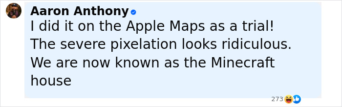 Screenshot of a social media post discussing people blurring their houses on Google Maps and the risks involved. Screenshot of a social media post discussing people blurring their houses on Google Maps and the risks involved.