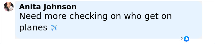 Passenger comment expressing concern about security and checking who boards planes amid threat incident. Passenger comment expressing concern about security and checking who boards planes amid threat incident.