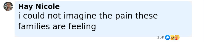 Screenshot of a social media comment by Hay Nicole expressing sympathy for families of sisters lost in Texas floods.