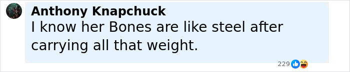 Comment by Anthony Knapchuck discussing Tammy Slaton’s strong bones after weight loss. Comment by Anthony Knapchuck discussing Tammy Slaton’s strong bones after weight loss.