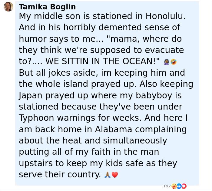Alt text: Person sharing a heartfelt message about tsunami waves and warnings affecting family stationed in Alaska and Japan after mega earthquake Alt text: Person sharing a heartfelt message about tsunami waves and warnings affecting family stationed in Alaska and Japan after mega earthquake