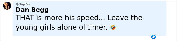 Comment by Dan Begg reacting humorously to Sofía Vergara and Tom Brady’s summer romance on social media. Comment by Dan Begg reacting humorously to Sofía Vergara and Tom Brady’s summer romance on social media.
