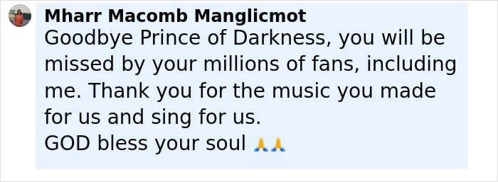 Comment expressing farewell and gratitude to Ozzy from fans as Black Sabbath shares emotional statements on his passing. Comment expressing farewell and gratitude to Ozzy from fans as Black Sabbath shares emotional statements on his passing.