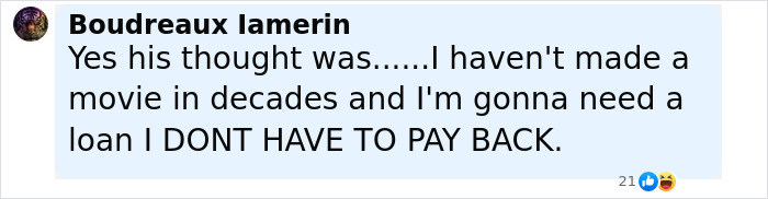 Comment by Boudreaux lamerin discussing needing a loan without repayment in a social media post about Hailey Bieber’s family rift and Rhode sale. Comment by Boudreaux lamerin discussing needing a loan without repayment in a social media post about Hailey Bieber’s family rift and Rhode sale.