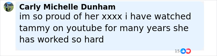 Comment praising Tammy Slaton from 1000-Lb Sisters for her hard work and dedication on YouTube over many years. Comment praising Tammy Slaton from 1000-Lb Sisters for her hard work and dedication on YouTube over many years.